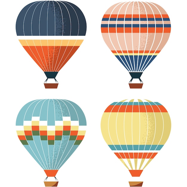 Set di icone isolate vettore mongolfiera ad aria diversa