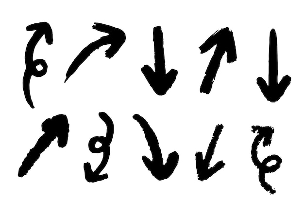 Diverse frecce disegnate a mano per l'elemento di direzione e l'icona