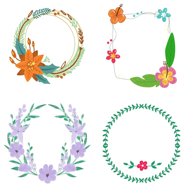 Different beautiful Christmas wreaths isolated on white collection