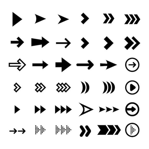 Vector different black arrows symbols set