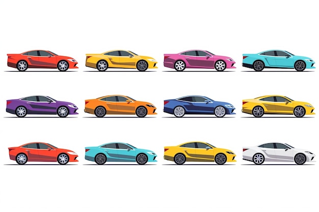 Vector different cars set white background