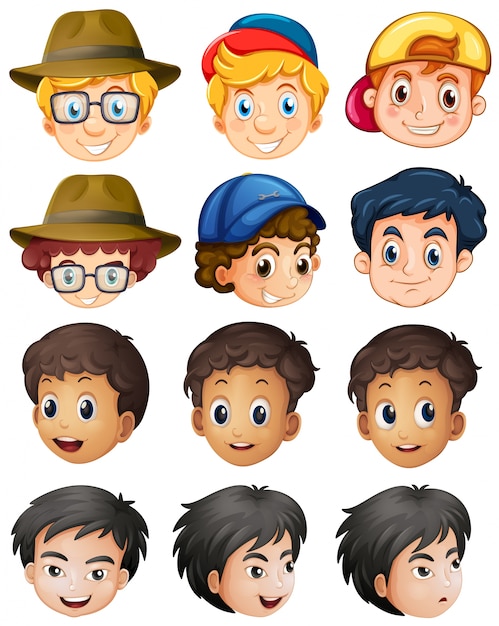 Different characters for boys with big smile