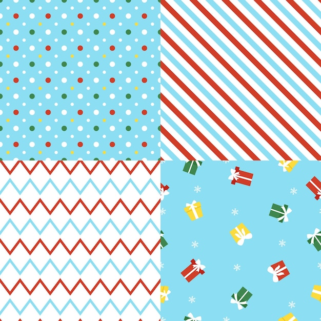 Different christmas seamless patterns. endless texture for wallpaper, web page background, wrapping paper, etc.