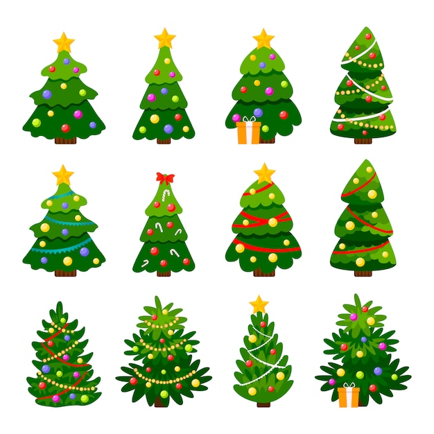 Set di alberi di natale diversi