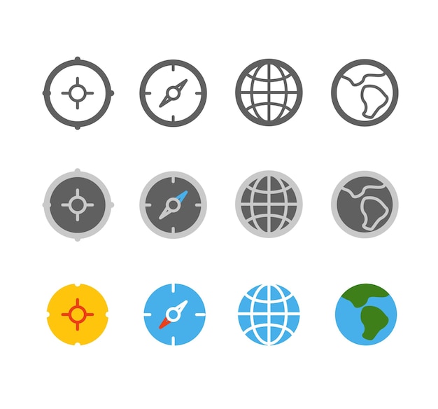 Vector different circle travel icons clipart