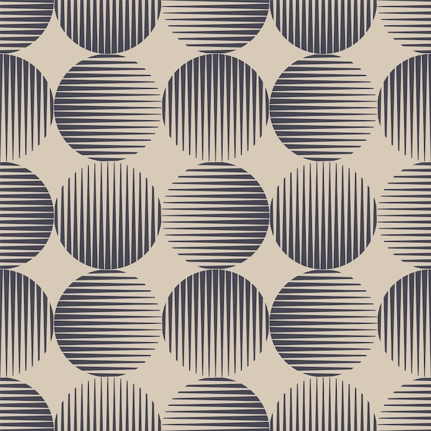 Different Circles with Hatching Seamless Pattern Trend Retro Abstract Background