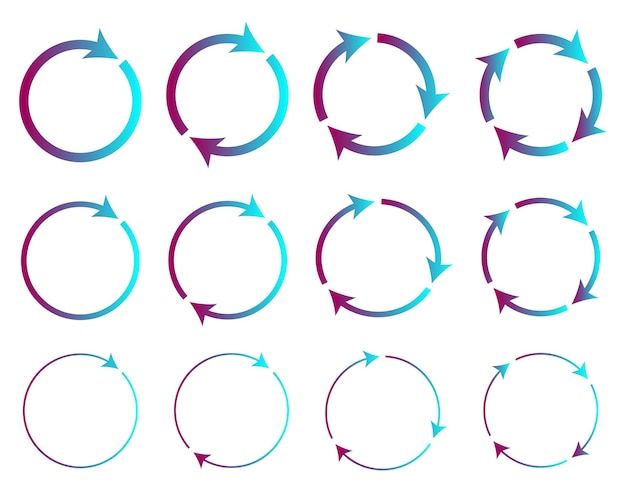Vettore diverse frecce circolari e di spessore diverso segnano simboli illustrazione vettoriale