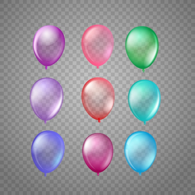 Different color air balloons isolated on tranparent 