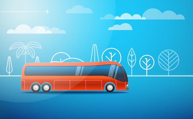 Vector different color city bus vector illustration