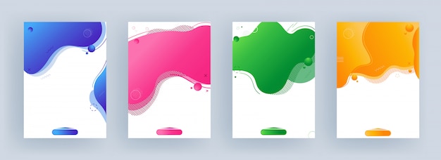Different color fluid art abstract  in four options.  as template or flyer .