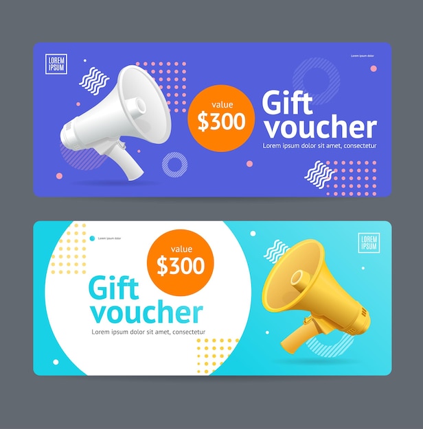 Vector different color gift voucher coupon set vector