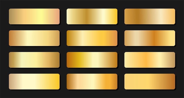 Vector different color gradients in gold are used for color fill