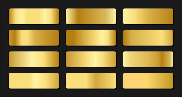 Вектор Различные цветовые градиенты в золоте используются для цветовой заливки