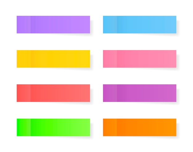 異なる色の紙のステッカーコレクション。色付きの付箋。メモ用紙を投稿します。テキストを配置します