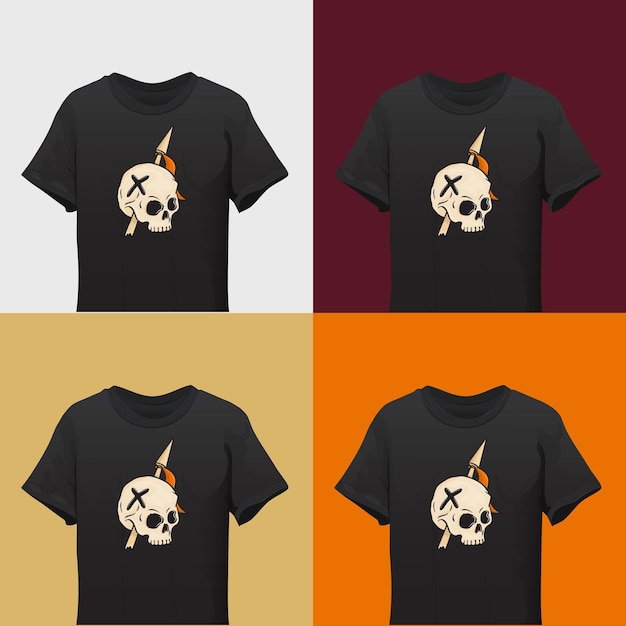 Vector different color skull t-shirts mockup vector