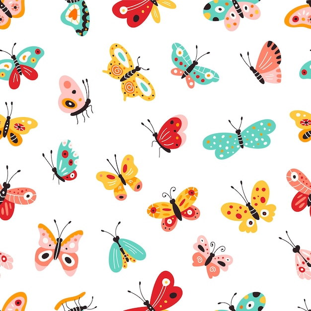 Vector different colored butterflies. pattern