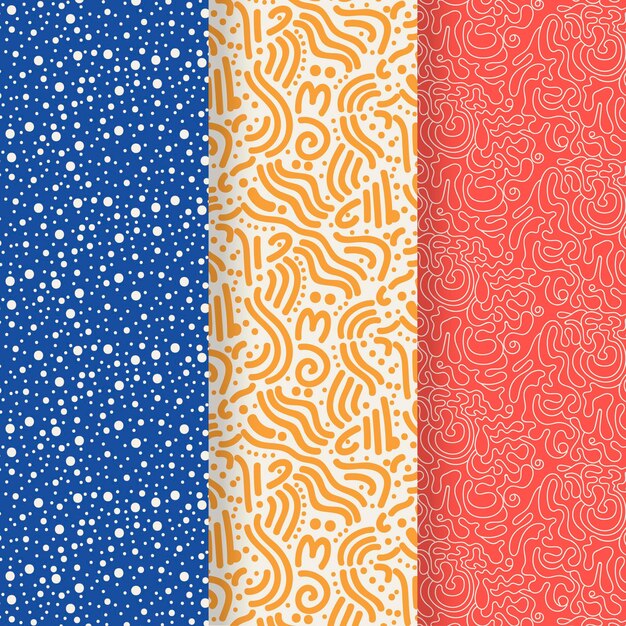 Different colored rounded lines patterns set