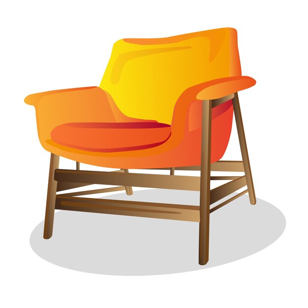 Vector different colorful chairs and armchairs illustration yellow chair isolated on a white background