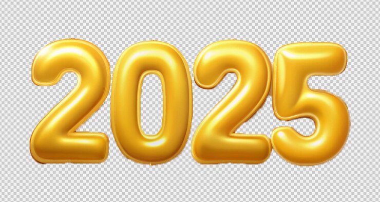 Vector 다양한 색의 헬 풍선 새해 축하 2025 png 디자인