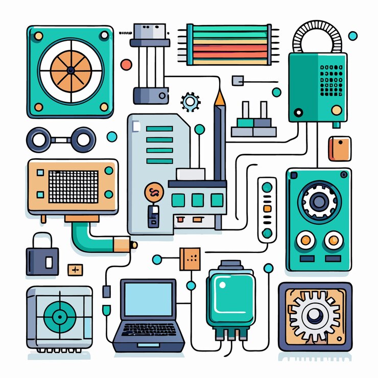 Vector different computer component symbol set
