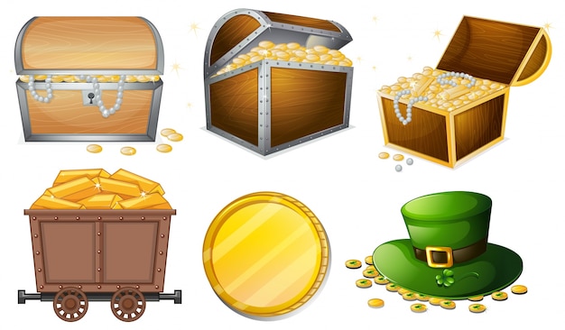 Vector different containers filled with gold