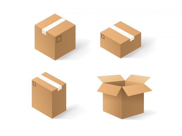 Различные ремесленные коробки вектор набор на белом фоне