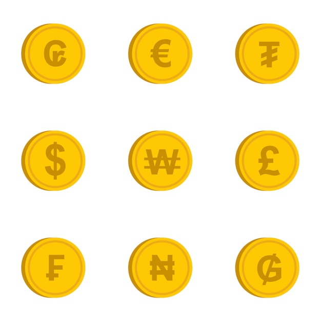 Vector different currency symbols set, flat style