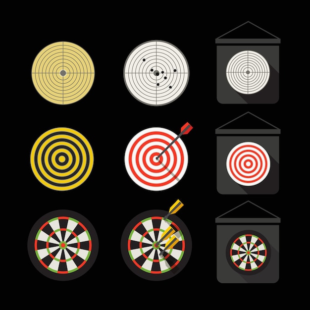 Vector different darts collection flat design