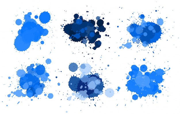 Vector different design fo watercolor splash in blue