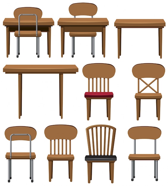 Vector different designs of chairs and tables