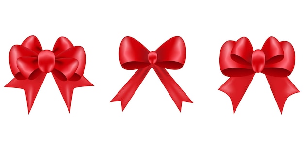 Red Bows With Single Double Multiple Loops Realistic Set Ribbons Wide Thin  For Holiday Gifts Stock Illustration - Download Image Now - iStock