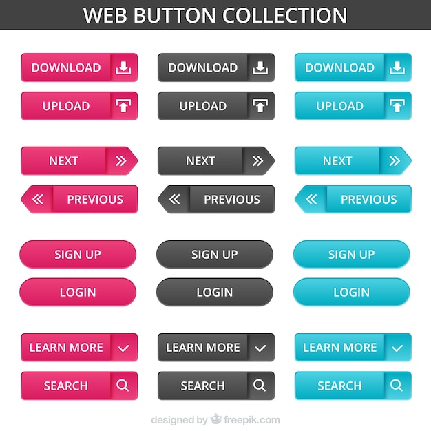 Different designs of web buttons