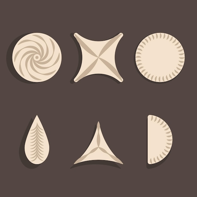 Vector different dumpling folding