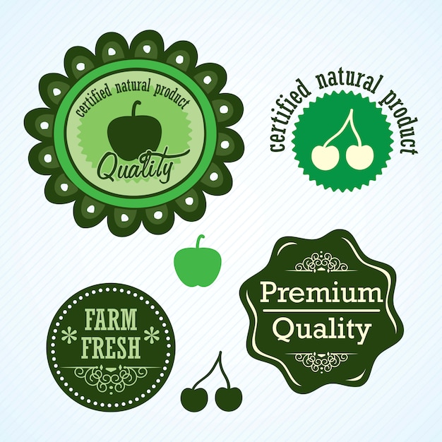 Different eco-labels to mark a product or service vintage background