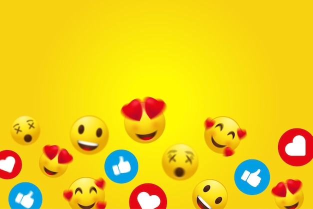 Vector different emojis background for social media