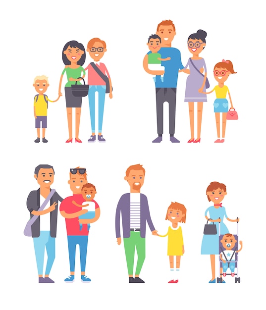 Vector different family  illustration.