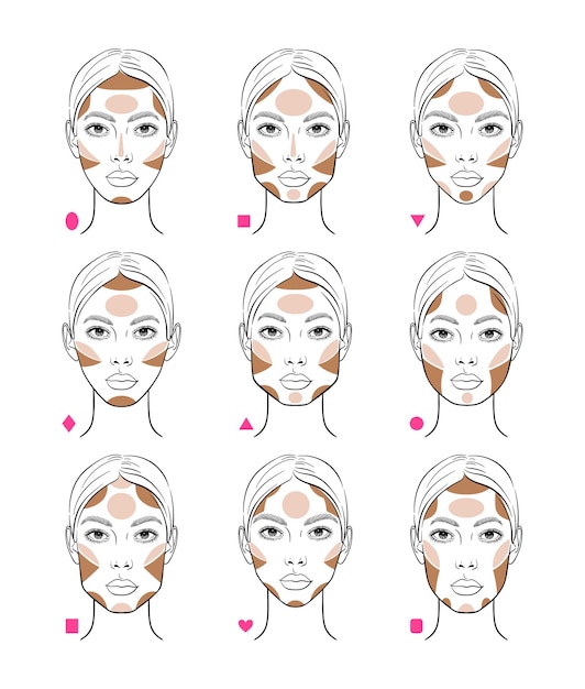 Different female face shapes. vector illustration.