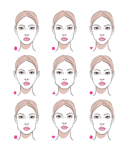 Vector different female face shapes.