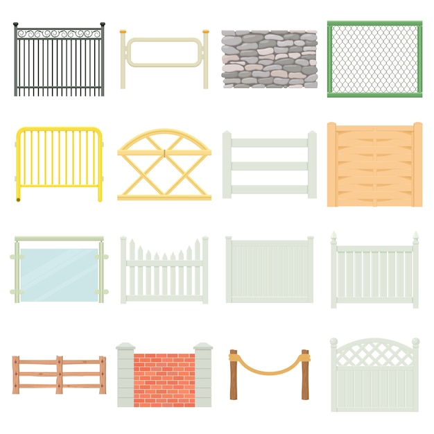 Different fencing icons set