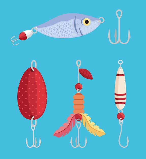 Premium Vector  Different fishing lures