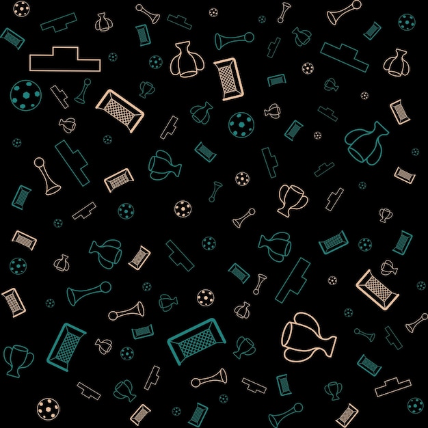 Different football silhouettes seamless pattern Vector background