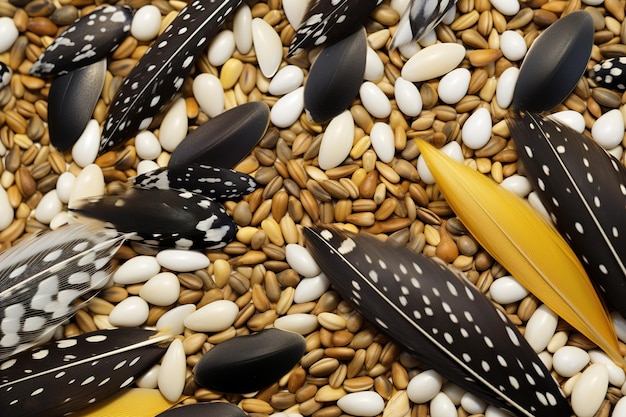 Different grains and seeds as background closeup Veggie diet