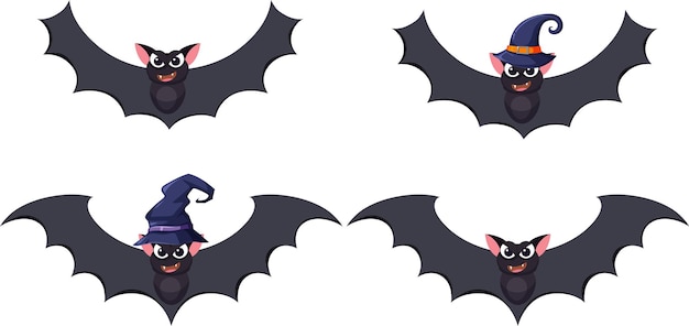 Different halloween bats set