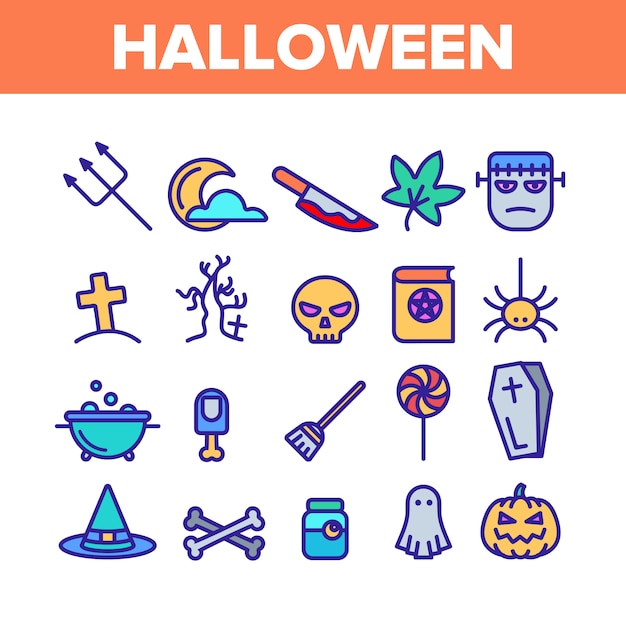 Different Halloween Icons Set 