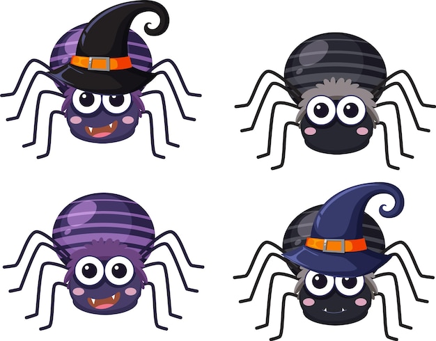 Different halloween spiders set