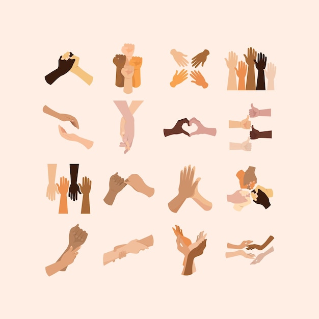 Different hand gesture illustration set