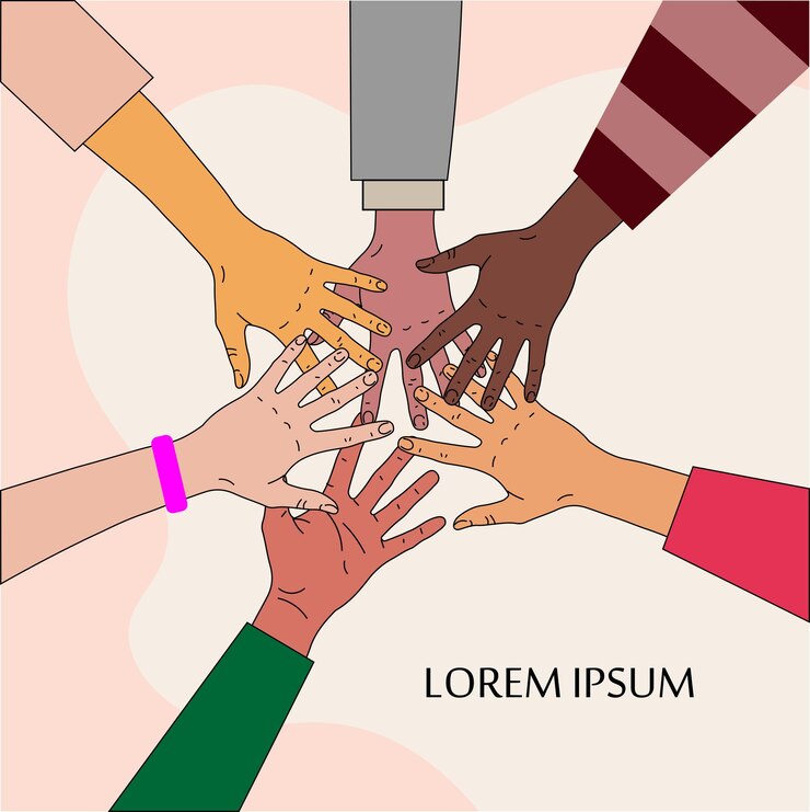 Vector different hands together vector