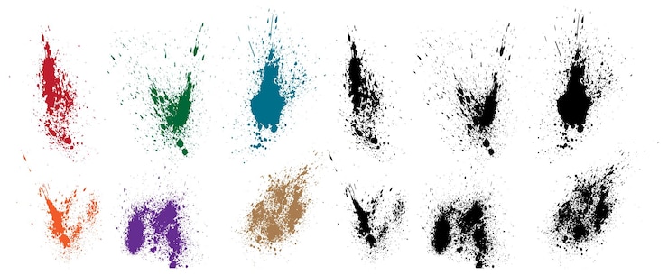 Vector different horror bloody scary purple wheat black red green orange color brush stroke bloodstain