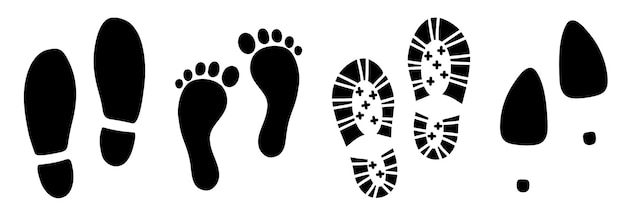 different human footprints collection set human footprints shoes for woman and men flat linear