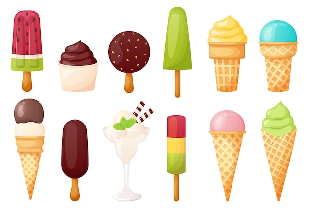 Different ice cream type collection